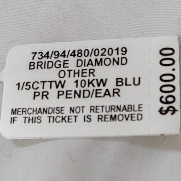 Princess Cut 1/5 CTTW  Blue Diamond Earrings and Pendant in 10K White Gold Set - Picture 2 of 6